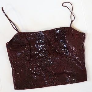 NWOT Emma Black leather crop top